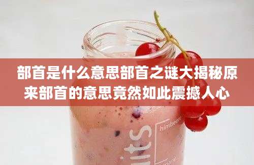 部首是什么意思部首之谜大揭秘原来部首的意思竟然如此震撼人心