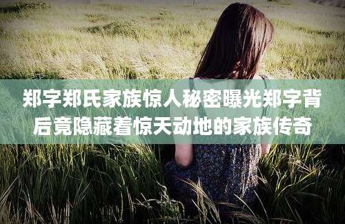 郑字郑氏家族惊人秘密曝光郑字背后竟隐藏着惊天动地的家族传奇
