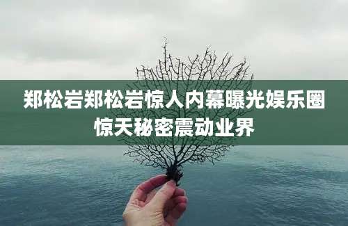 郑松岩郑松岩惊人内幕曝光娱乐圈惊天秘密震动业界