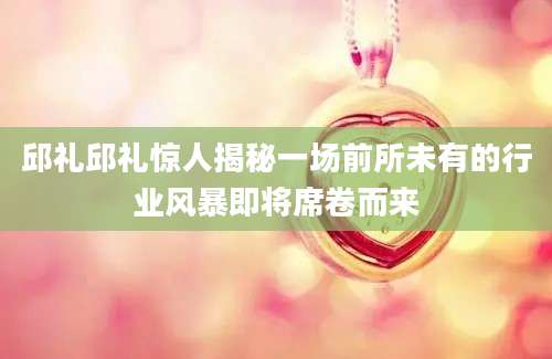 邱礼邱礼惊人揭秘一场前所未有的行业风暴即将席卷而来