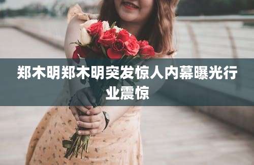 郑木明郑木明突发惊人内幕曝光行业震惊