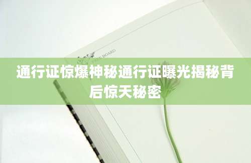 通行证惊爆神秘通行证曝光揭秘背后惊天秘密