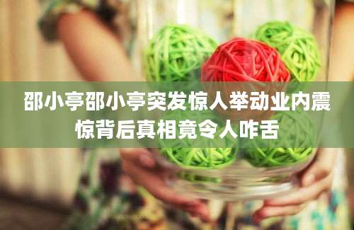 邵小亭邵小亭突发惊人举动业内震惊背后真相竟令人咋舌