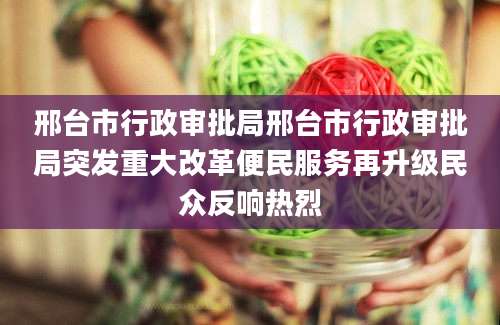 邢台市行政审批局邢台市行政审批局突发重大改革便民服务再升级民众反响热烈