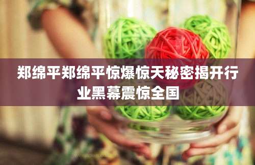 郑绵平郑绵平惊爆惊天秘密揭开行业黑幕震惊全国