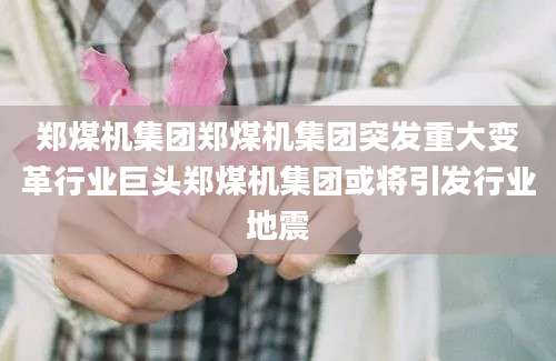 郑煤机集团郑煤机集团突发重大变革行业巨头郑煤机集团或将引发行业地震