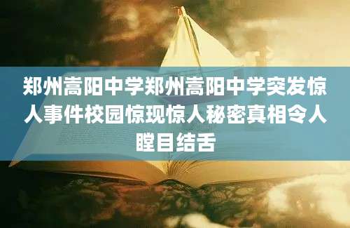 郑州嵩阳中学郑州嵩阳中学突发惊人事件校园惊现惊人秘密真相令人瞠目结舌