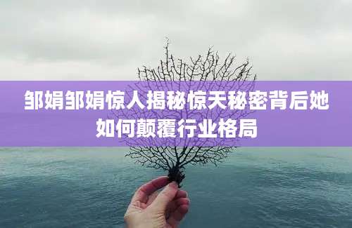 邹娟邹娟惊人揭秘惊天秘密背后她如何颠覆行业格局