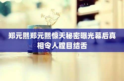 郑元熙郑元熙惊天秘密曝光幕后真相令人瞠目结舌