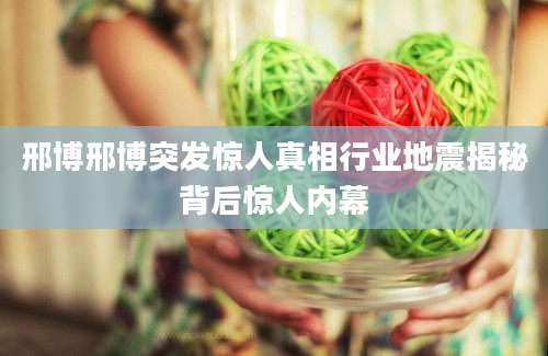 邢博邢博突发惊人真相行业地震揭秘背后惊人内幕