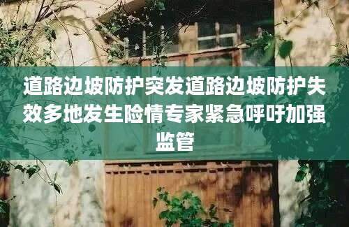 道路边坡防护突发道路边坡防护失效多地发生险情专家紧急呼吁加强监管