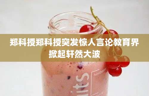 郑科授郑科授突发惊人言论教育界掀起轩然大波
