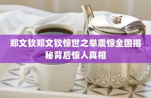 郑文钦郑文钦惊世之举震惊全国揭秘背后惊人真相