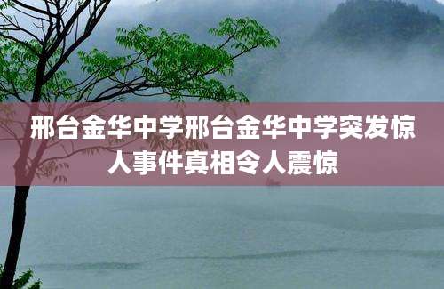 邢台金华中学邢台金华中学突发惊人事件真相令人震惊