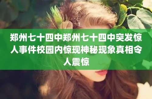 郑州七十四中郑州七十四中突发惊人事件校园内惊现神秘现象真相令人震惊