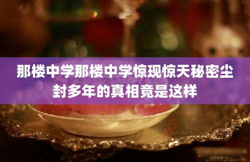 那楼中学那楼中学惊现惊天秘密尘封多年的真相竟是这样