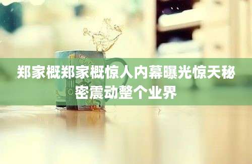 郑家概郑家概惊人内幕曝光惊天秘密震动整个业界