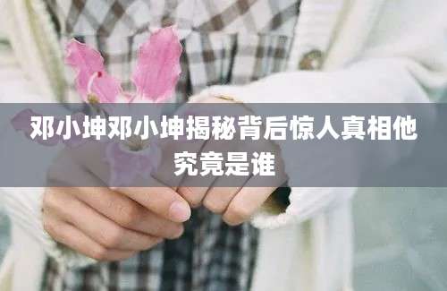 邓小坤邓小坤揭秘背后惊人真相他究竟是谁