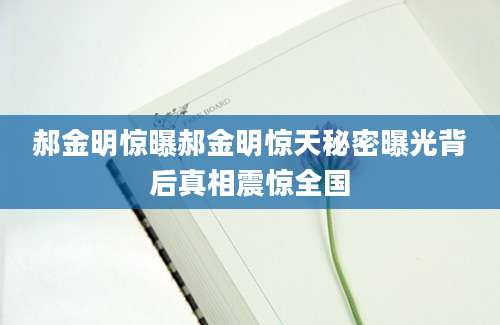郝金明惊曝郝金明惊天秘密曝光背后真相震惊全国