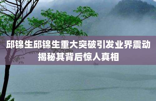 邱锦生邱锦生重大突破引发业界震动揭秘其背后惊人真相