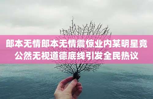 郎本无情郎本无情震惊业内某明星竟公然无视道德底线引发全民热议