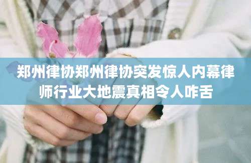 郑州律协郑州律协突发惊人内幕律师行业大地震真相令人咋舌