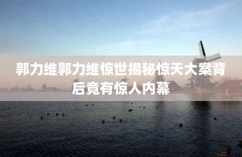 郭力维郭力维惊世揭秘惊天大案背后竟有惊人内幕