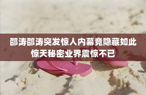 邵涛邵涛突发惊人内幕竟隐藏如此惊天秘密业界震惊不已